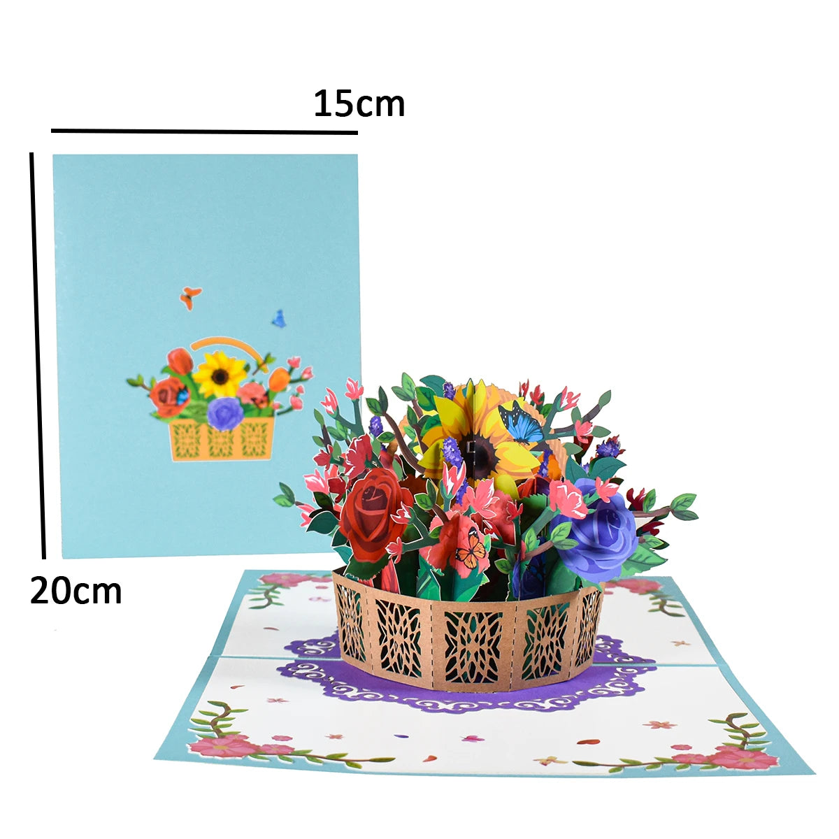 Pop-Up Flower Card Flora 3D Greeting Card for Birthday Mothers Father's Day Graduation Wedding Anniversary Get Well Sympathy