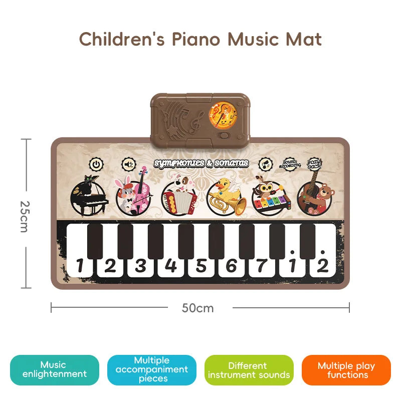 Baby Musical Piano Drum Mat Educational Floor Keyboard Instruments Music Hit Drum Carpet Learning Toys For Boy Girl Toddler Gift
