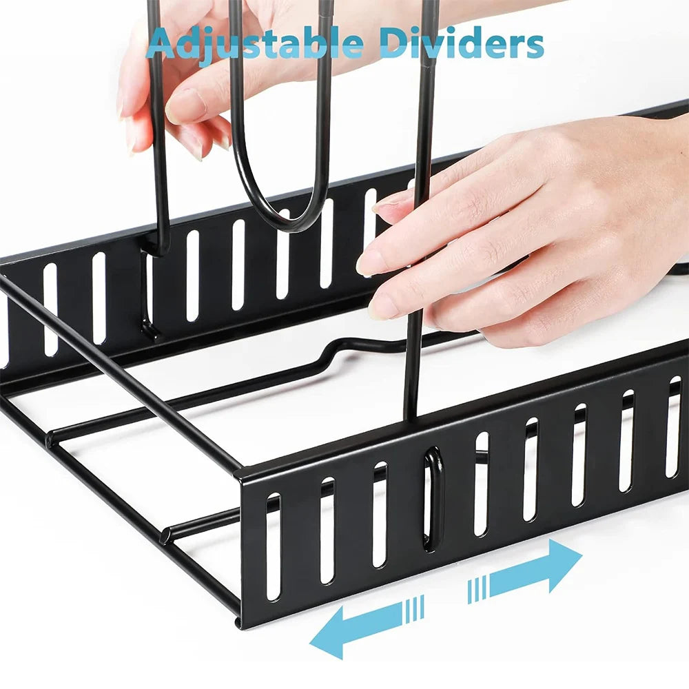 8 Tiers Pan Pot Organiser Rack 3 DIY Methods Adjustable Cabinet Pantry Pots Lids Storage Rack Kitchen Organisation