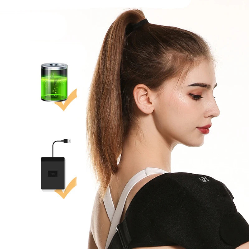 USB Electric Shoulder Brace Heated Massage Belt