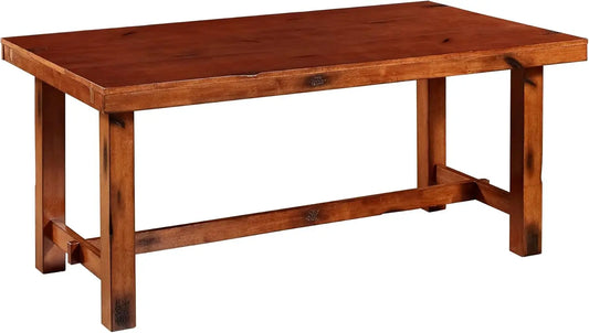 Walker Edison Rustic Farmhouse Wood Distressed Dining Room Table With Expandable Leaf Kitchen Table Set Dining Chairs, 60 Inch,