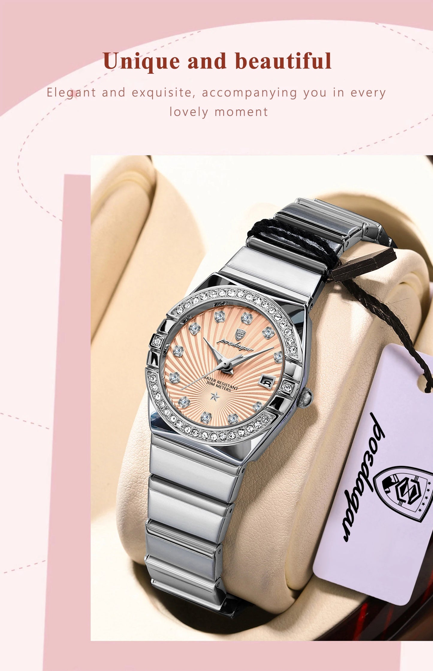 POEDAGAR Top Exquisite Woman Watch Waterproof Luminous Date Stainless Steel Watches For Ladies Elegant Quartz Women's Wristwatch