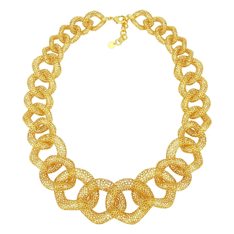 IVOG Multi ring Hollow Chain Design Necklace For Women Gold Color Necklaces Brass Collar Fashion Jewelry