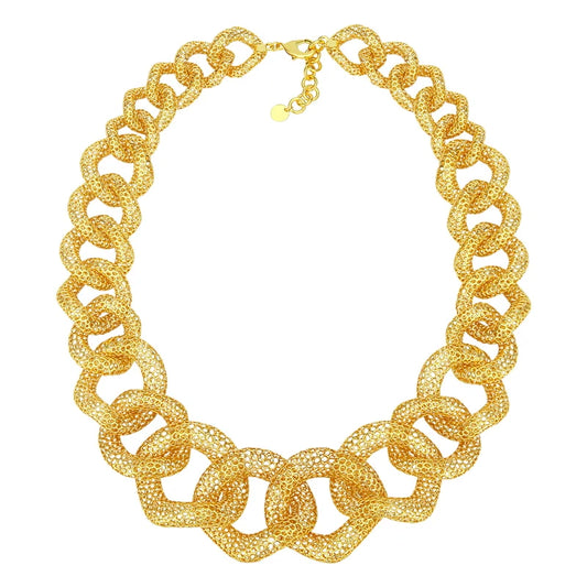 IVOG Multi ring Hollow Chain Design Necklace For Women Gold Color Necklaces Brass Collar Fashion Jewelry