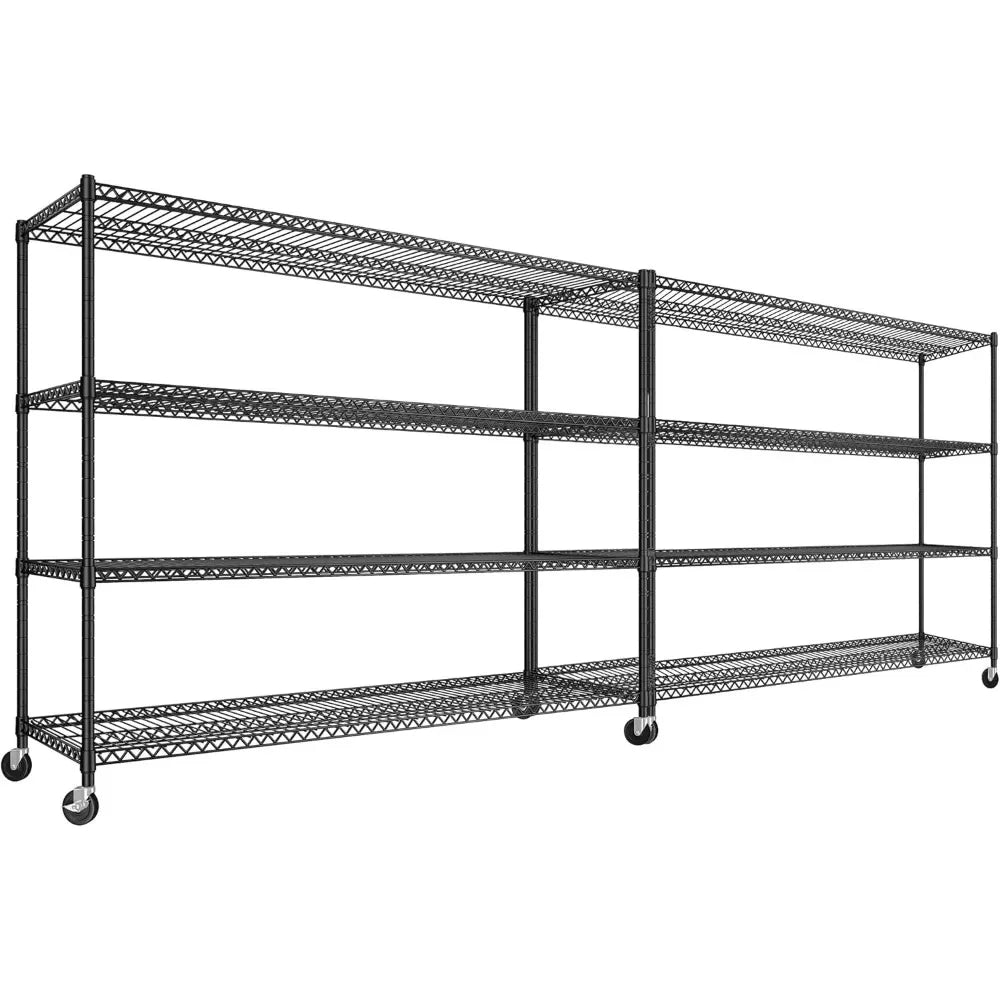 Wire Shelving Unit with Wheels, 4 Tier Adjustable Storage Shelves for Kitchen, Pantry, Office, Garage, Warehouse,