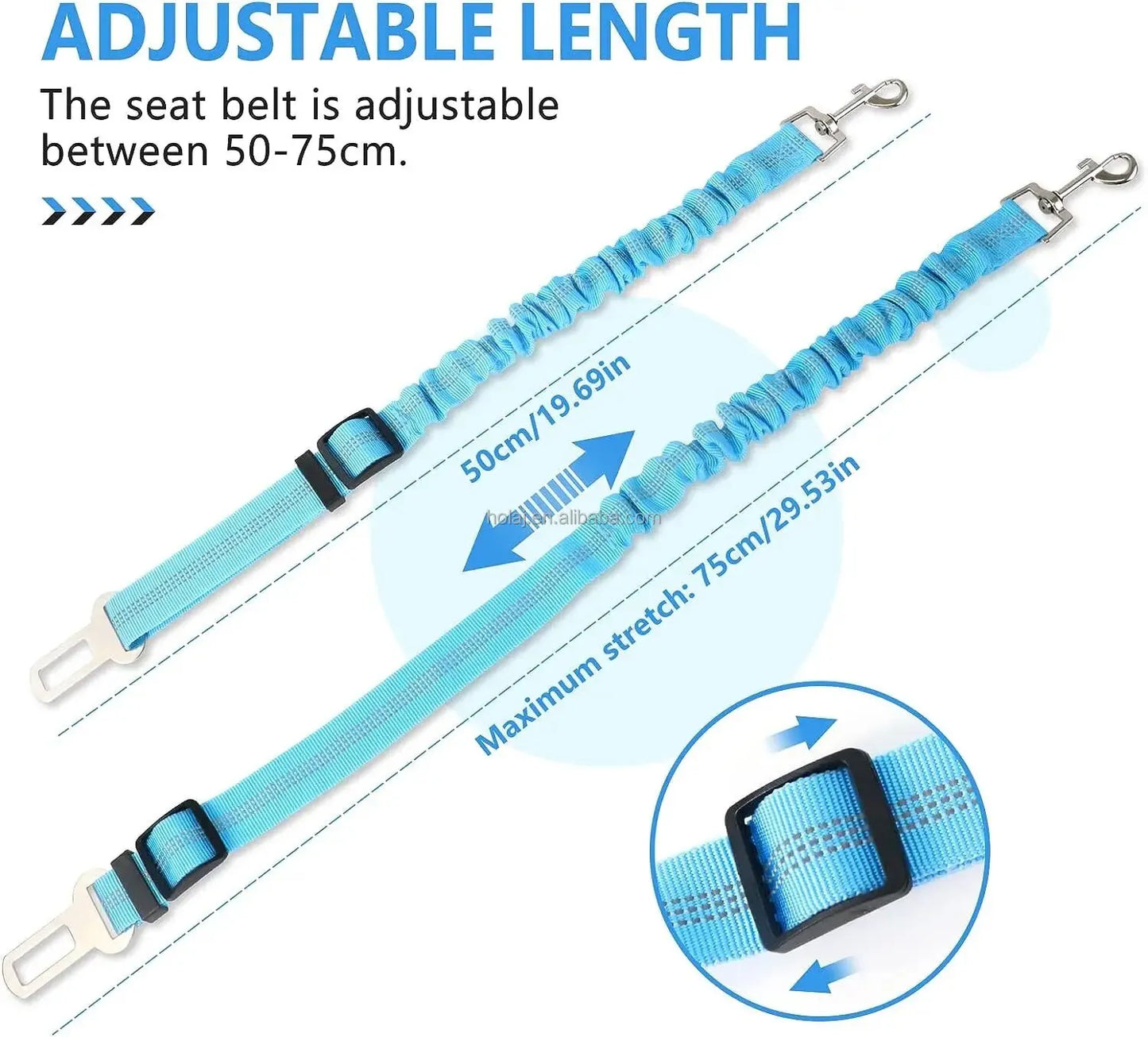 1PCS High Grade Dog Car Safety Belt Dog Safety Belt with Damping Belt and Reflective Line Adjustable Length Suitable Any Dog