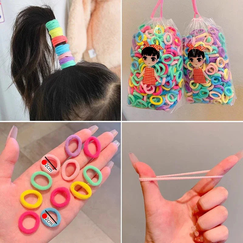 200Pc Colorful Nylon Elastic Hair Bands