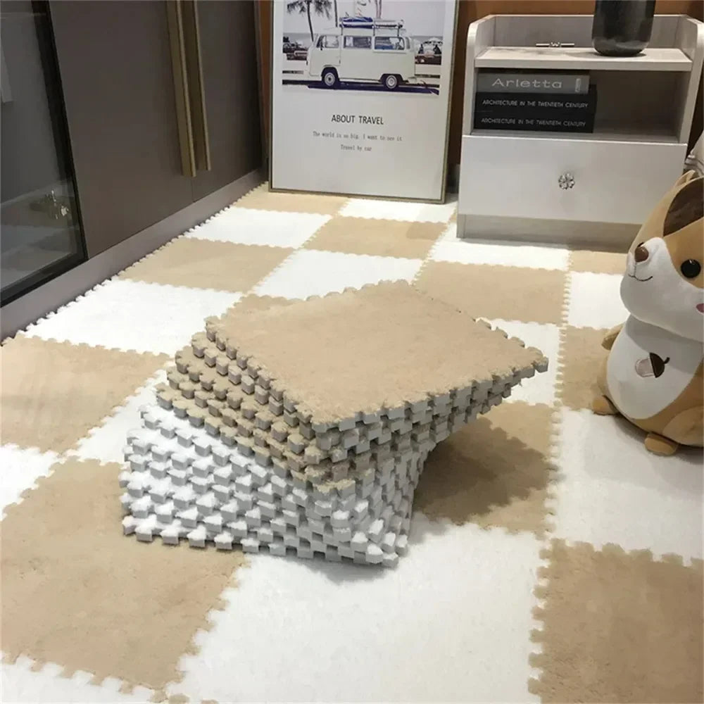 10Pcs Soft Plush Baby Play Mat EVA Foam Puzzle Carpet 30x30cm Children’s Mat Keep Warm for Kids Room Baby Toys Floor Playmat