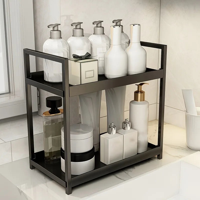 2-Tier Countertop Organiser – Multi-Purpose Storage Rack for Bathroom, Bedroom &amp; Kitchen