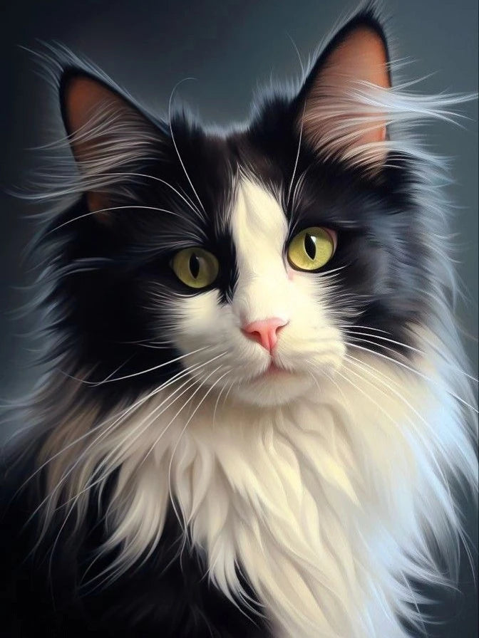 New Cow Cat 5D DIY Diamond Painting Kit Black and White Cats Portrait Diamond Embroidery Mosaic Carft Rhinestone Gift Home Decor