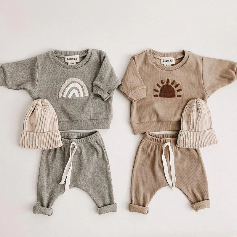 Spring Autumn Baby Boy & Girls 2pcs Long-Sleeved Sweatshirts+PantsSuit Outfits