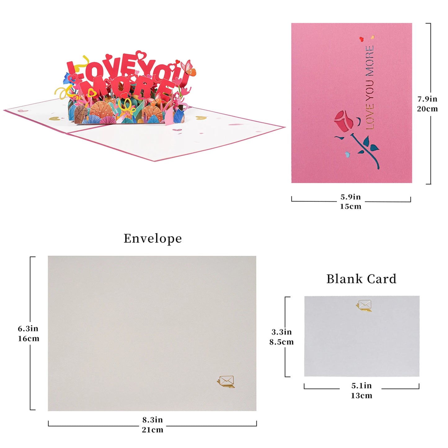 3D Love Pop Up Card for Valentine's Day Wedding Invitations Anniversary Wife Husband