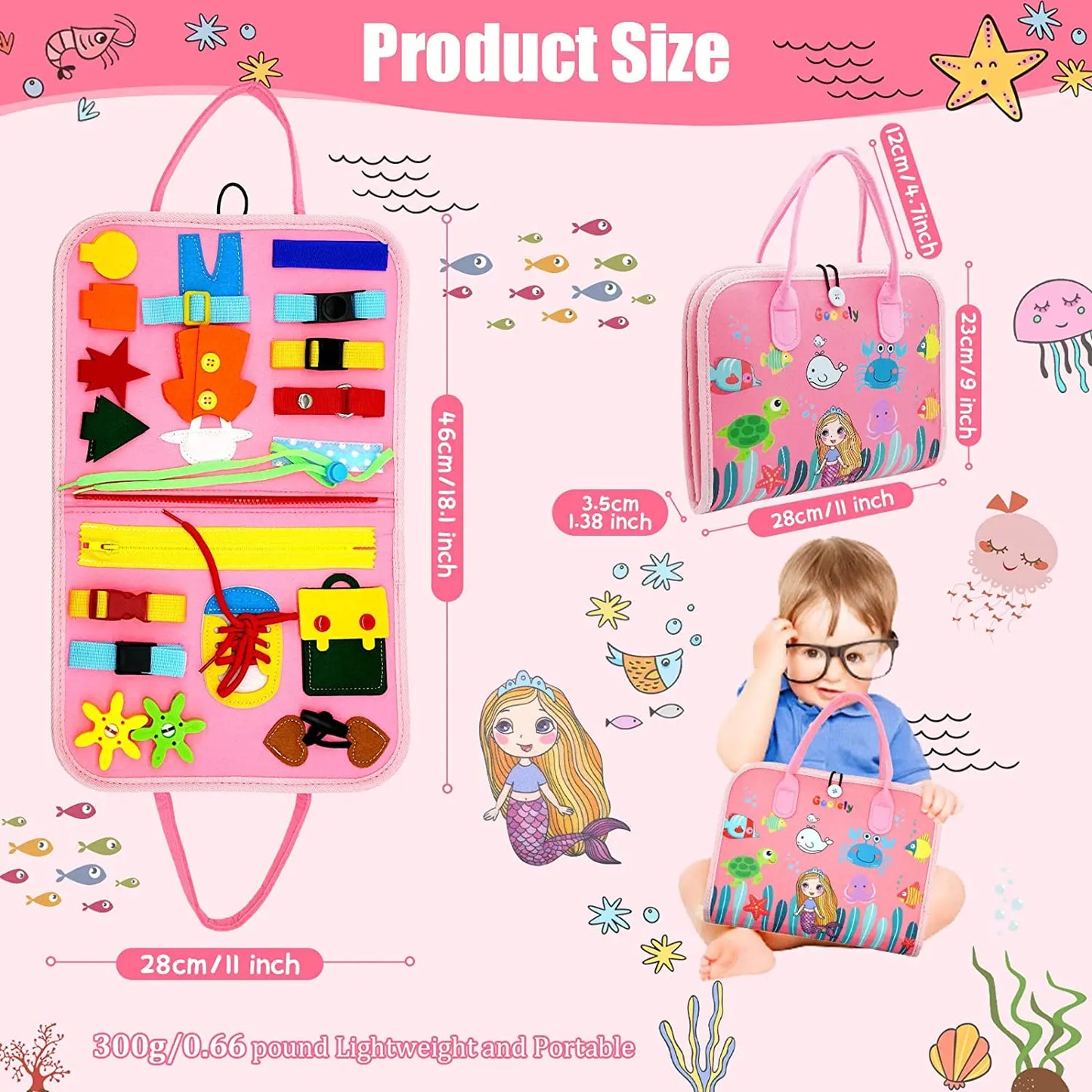 Sensory Tactile Mat Developmental Education Toy Montessori Busy Board Life Skills Fine Motor Learning Activities Toys for Kids