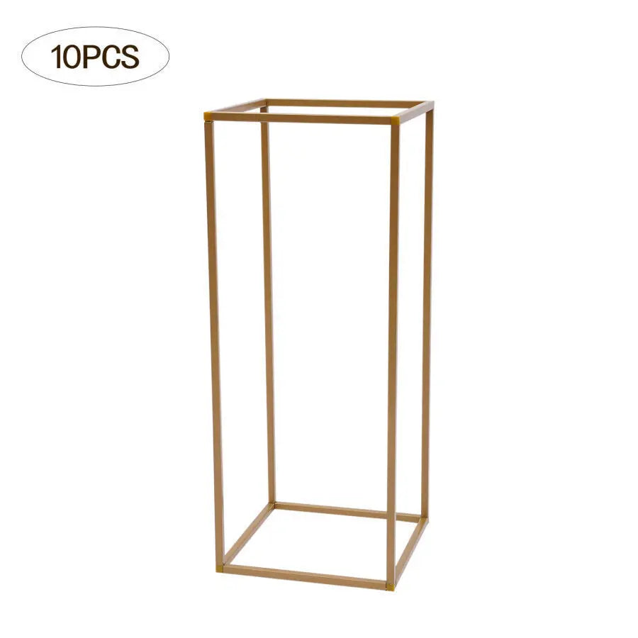 10PCS Gold Metal Wedding Flower Stand Floor Vases Flowers Column Road Lead Rack For Party Event Anniversary