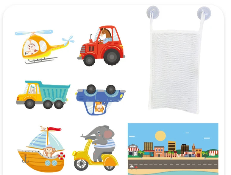 Baby Bath Toys Fun Foam Animals Floating Water Toy Traffic Early Educational Learning Gift for Kids Toddlers Bathtub Play Set
