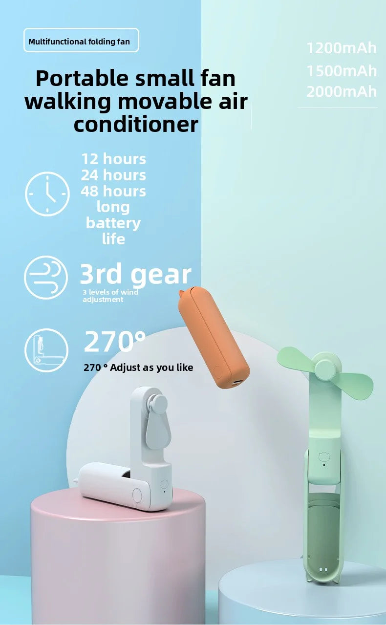 Portable 3 Speed Foldable Mini Handheld Fan USB Rechargeable