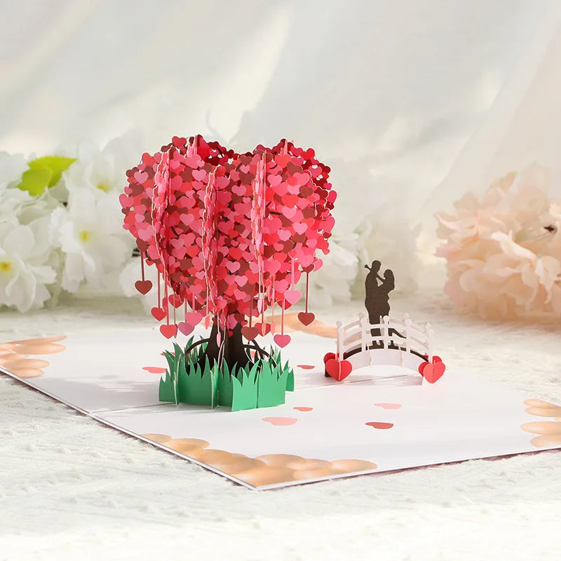 Love Postcard 3D Pop UP Greeting Cards Wedding Birthday Anniversary for Couples Wife Husband Handmade Valentines Day Gift