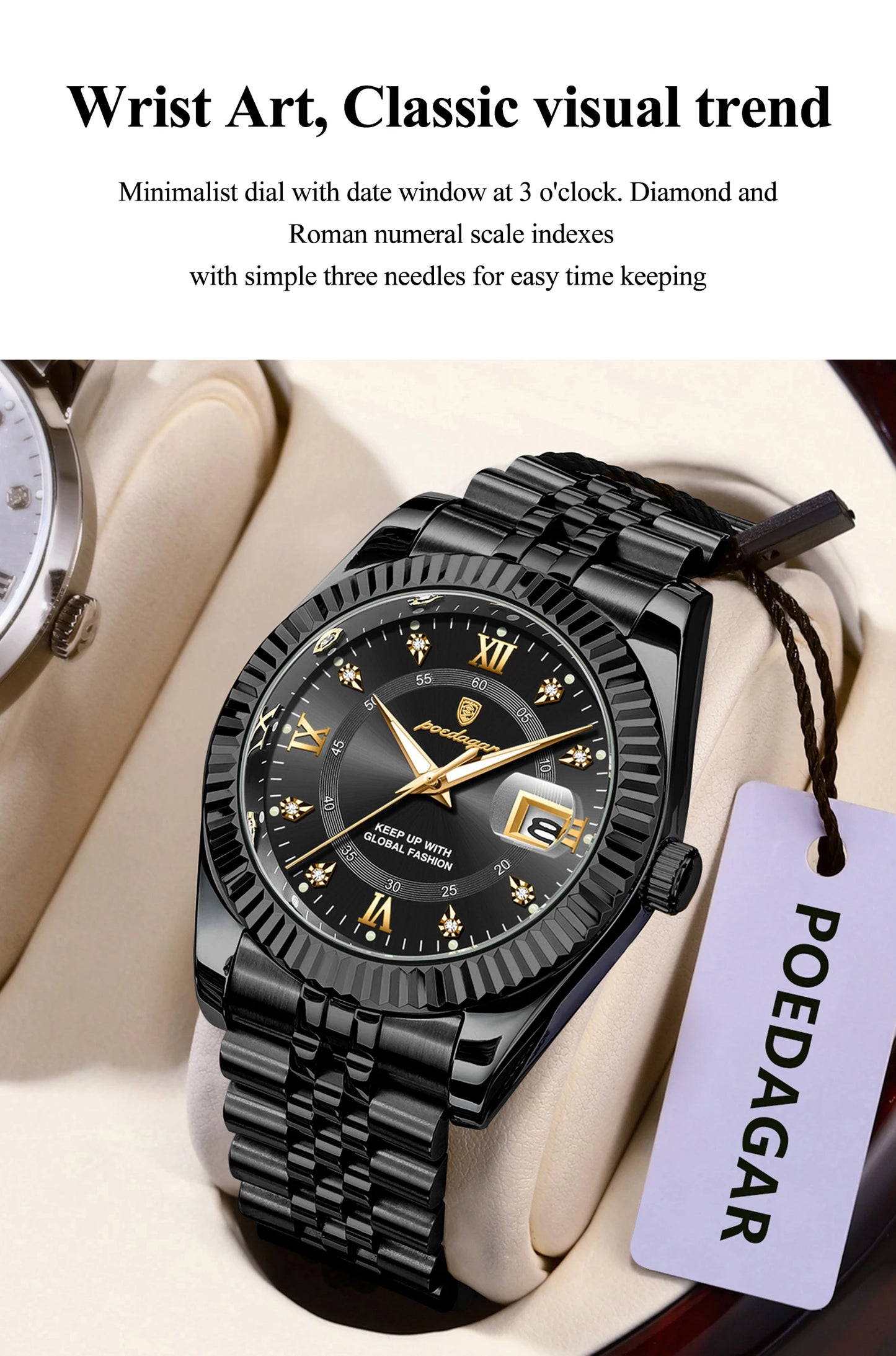 POEDAGAR Luxury Fashion Men Watch Waterproof Stainless Steel Luminous Military Man Wristwatch Date Business Quartz Men's Watches