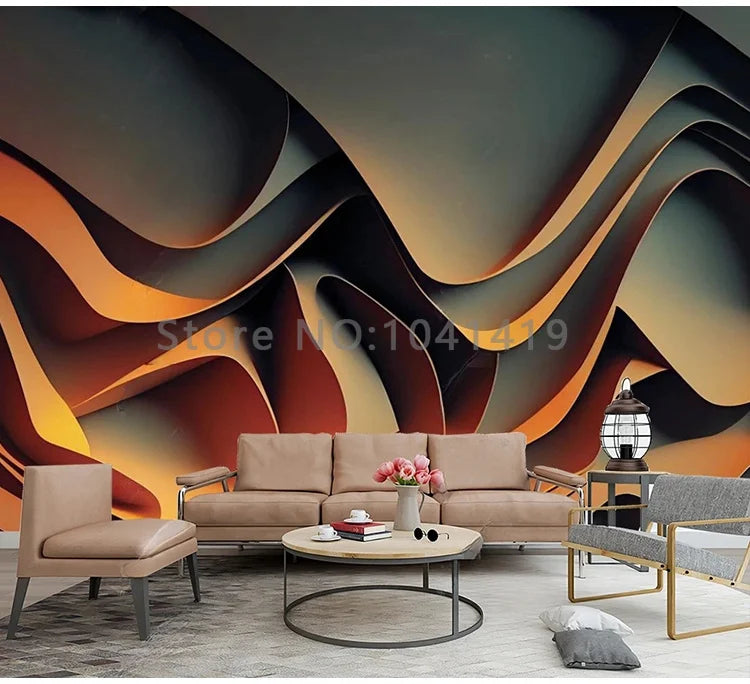 Custom Luxury Abstract Wave Mural 3D Wallpaper