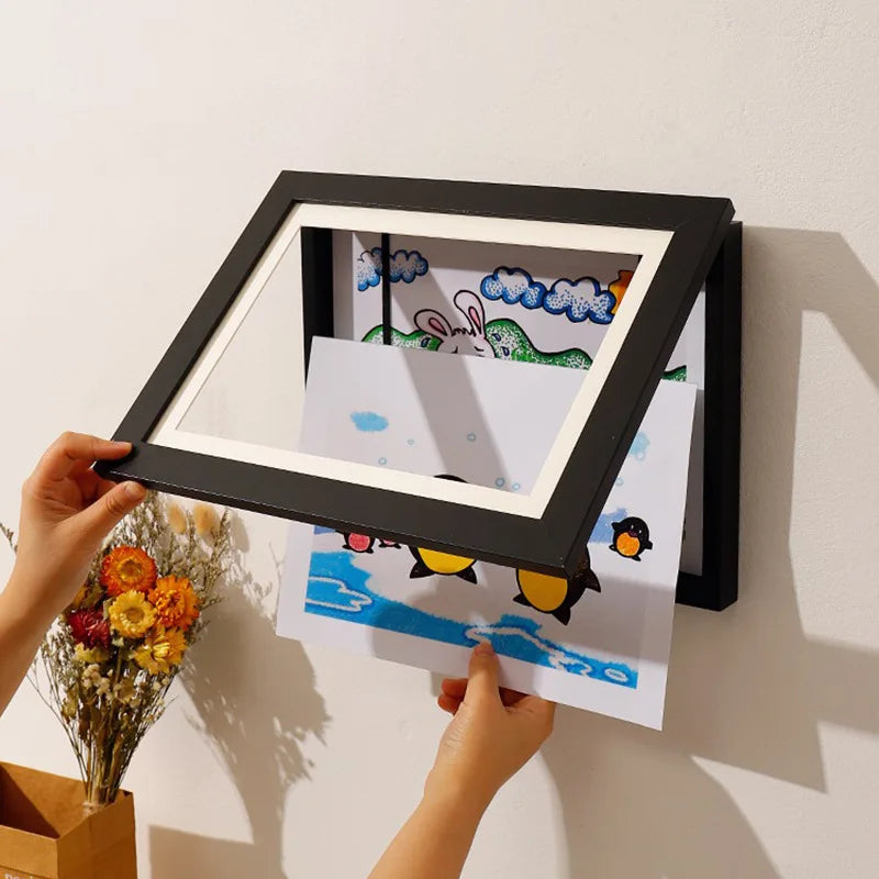 Magnetic Kids Art Frame – Front-Opening Display for Drawings & Photos