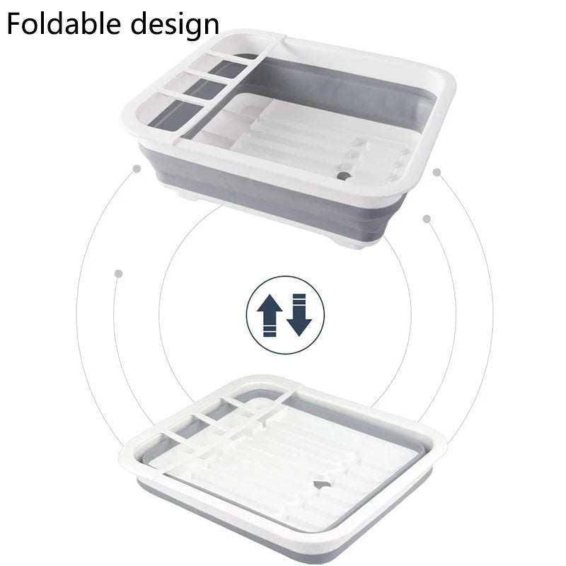 Foldable Bowl Rack, portable Kitchen, RV, camper Van, and Travel Trailer Cutlery Drain Storage Box,space Saving Kitchen Storage Tray