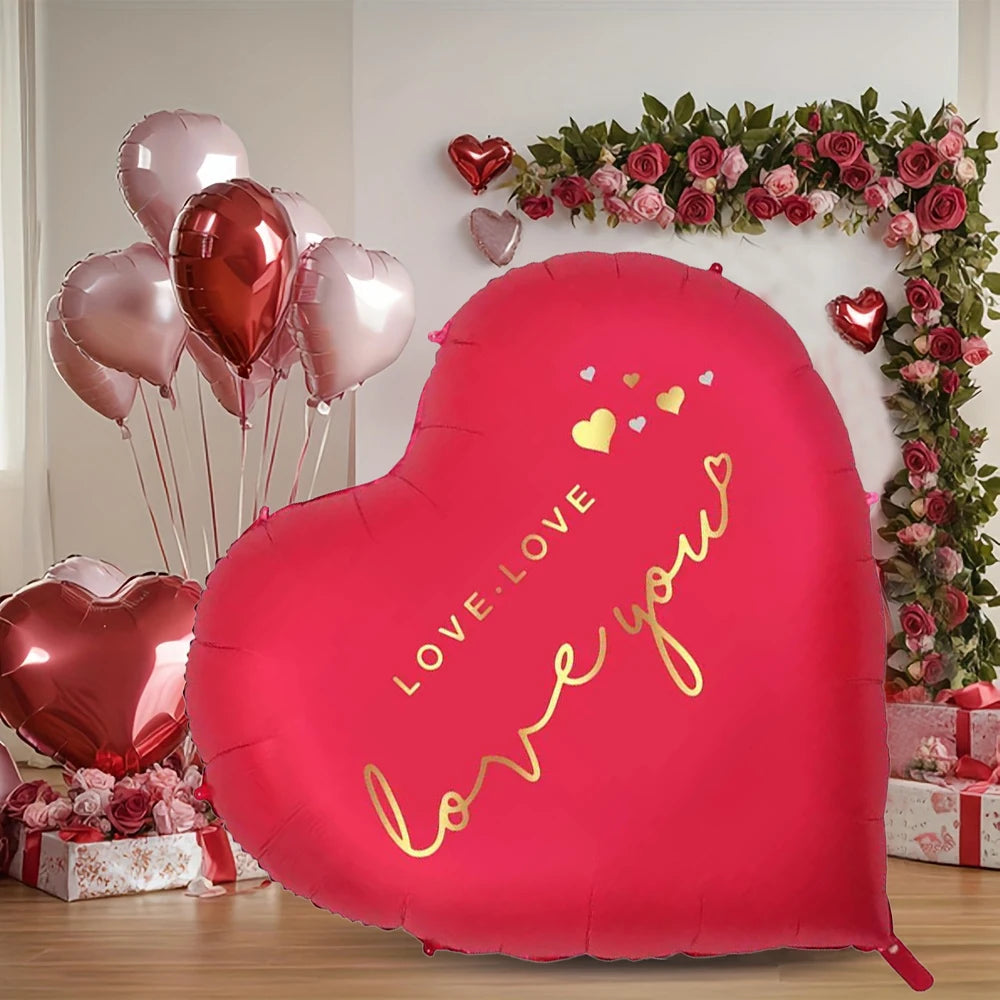 1pc oversized 63 inch Love You aluminum foil love balloon for Valentine's Day, weddings, anniversaries, and birthday decorations