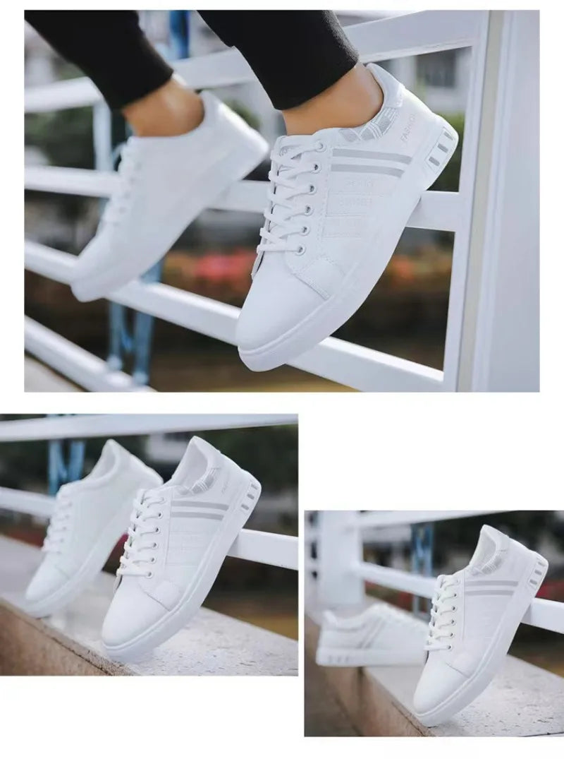 Men's White Casual Trainer Shoes, Outdoor Sport Shoes