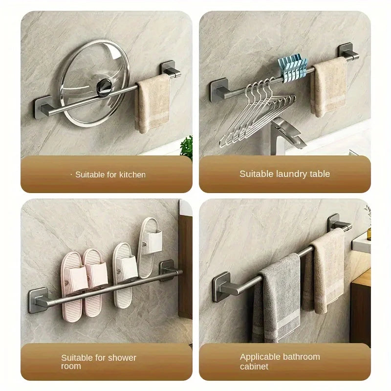 1 Piece Of Bathroom Facilities White Non-Perforated Wall-Mounted Bathroom Towel Bar Size 40-60cm Storage Rack Towel Rack Bathroo