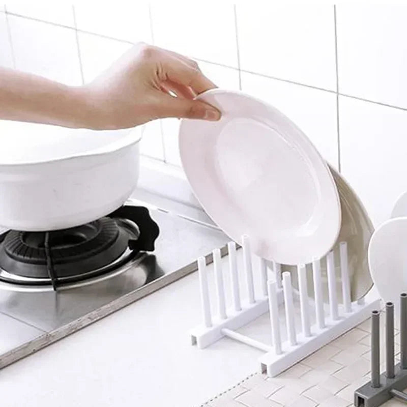 Wooden Dish Drainer Rack Kitchen Dishes Stand Plate Dish Drying Rack Pot Lid Racks Kitchen Organiser Drying Cups Display Shelf