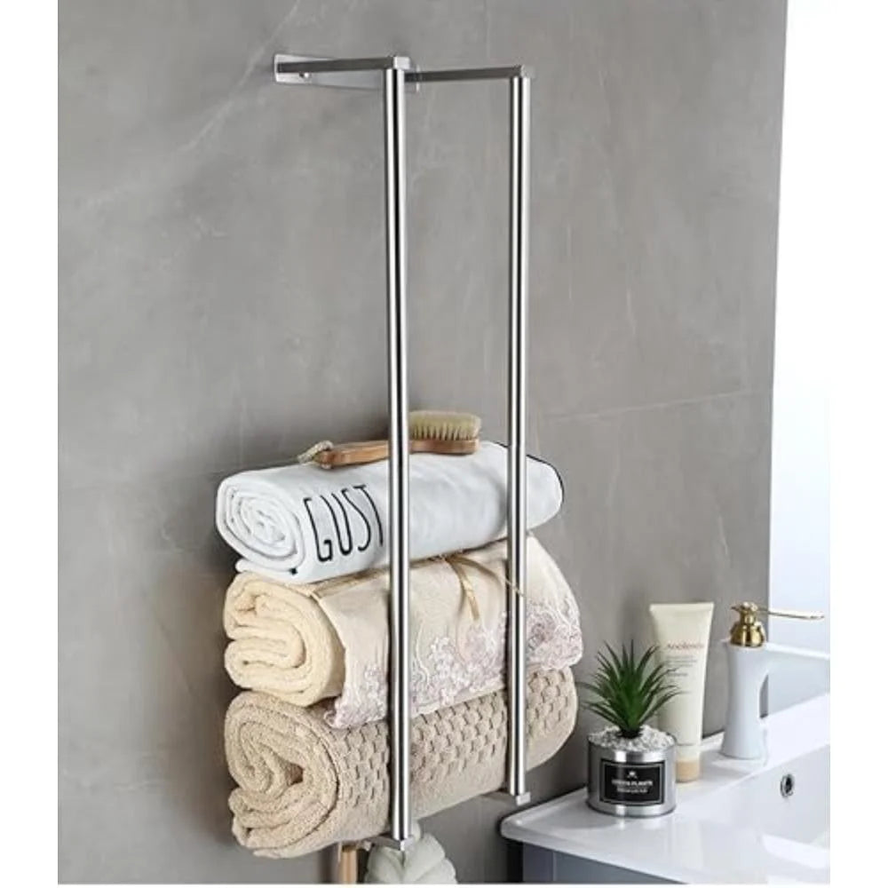 Bathroom Towel Rack for Rolled Towels Wall Mounted Towel Storage Rack for Bathroom Organisation Stainless Steel Towel Storage
