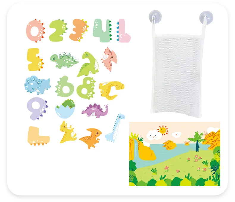 Baby Bath Toys Fun Foam Animals Floating Water Toy Traffic Early Educational Learning Gift for Kids Toddlers Bathtub Play Set