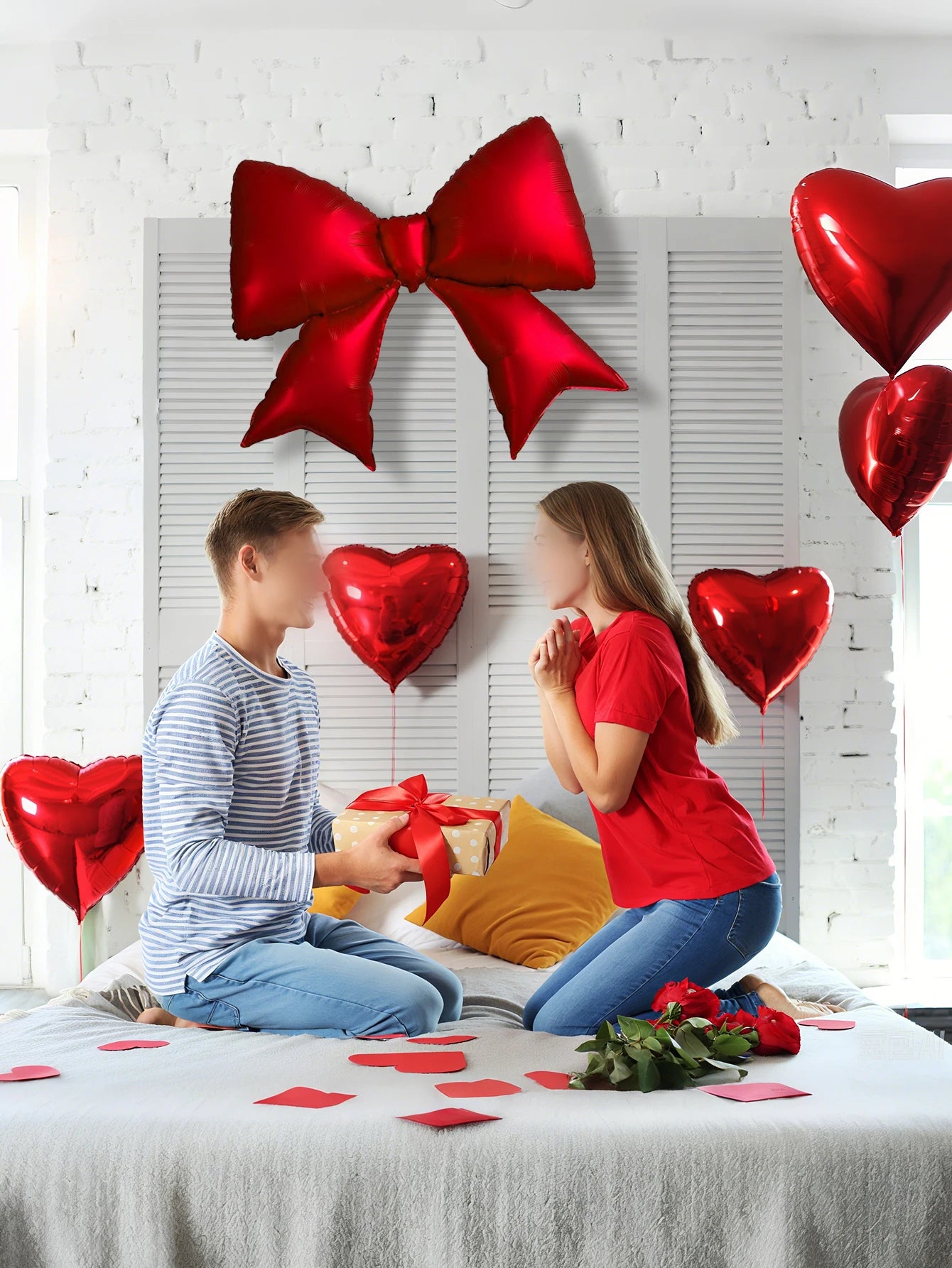 6pcs matte red bow balloons,for wedding bride gifts,Valentine's Day,Girlsfriend Princess,Themed Party