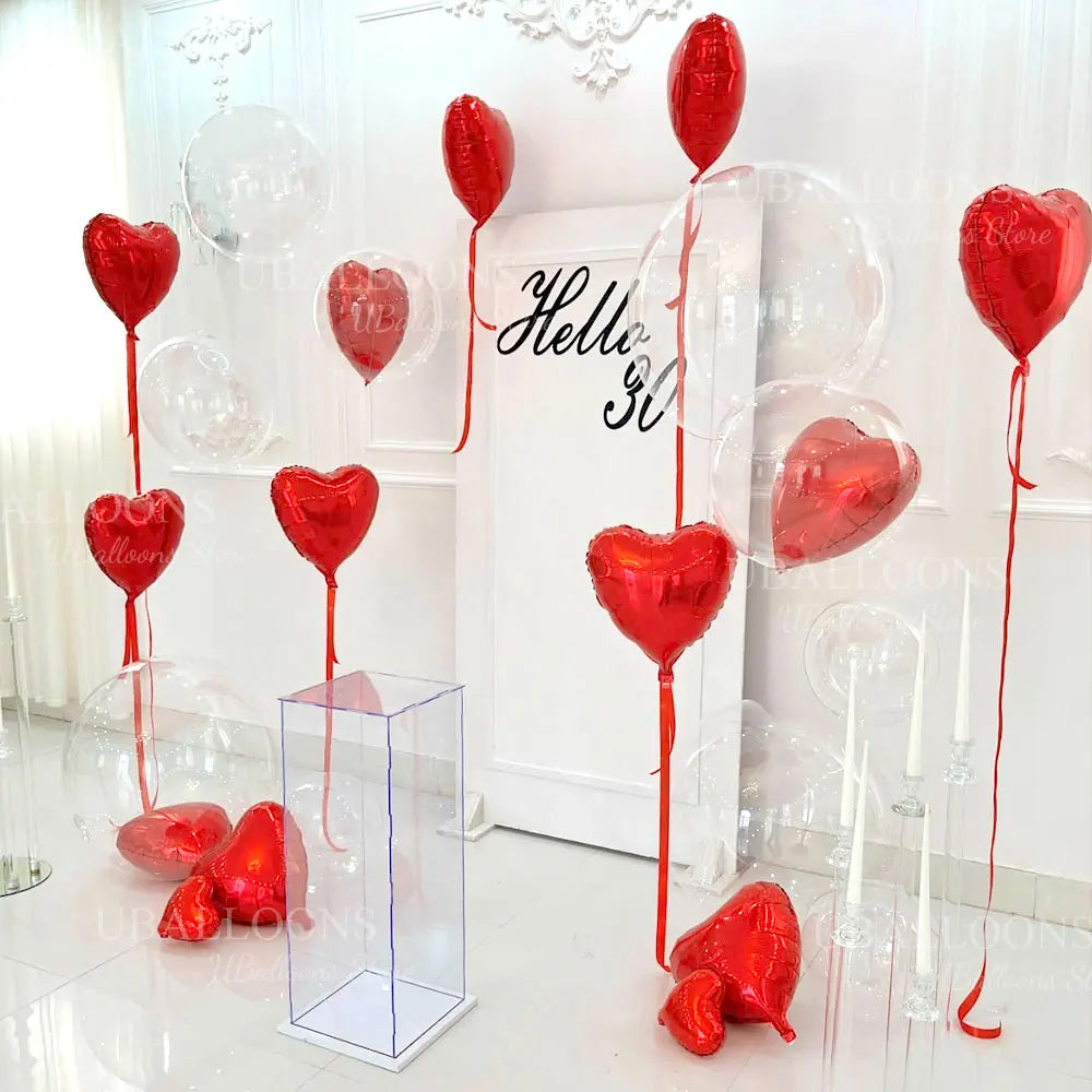10/20pcs Hanging Heart Balloons Love Foil Heart Shaped Balloons with Ribbon for Wedding Engagement Birthday Valentines Day Decor
