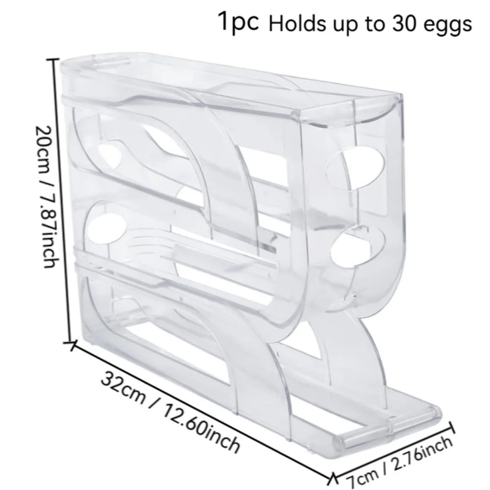 Automatic Egg Dispenser Rolling Egg Tray Organizer, Space Saving Refrigerator Egg Roller,Holds 20/30 Eggs Simultaneously