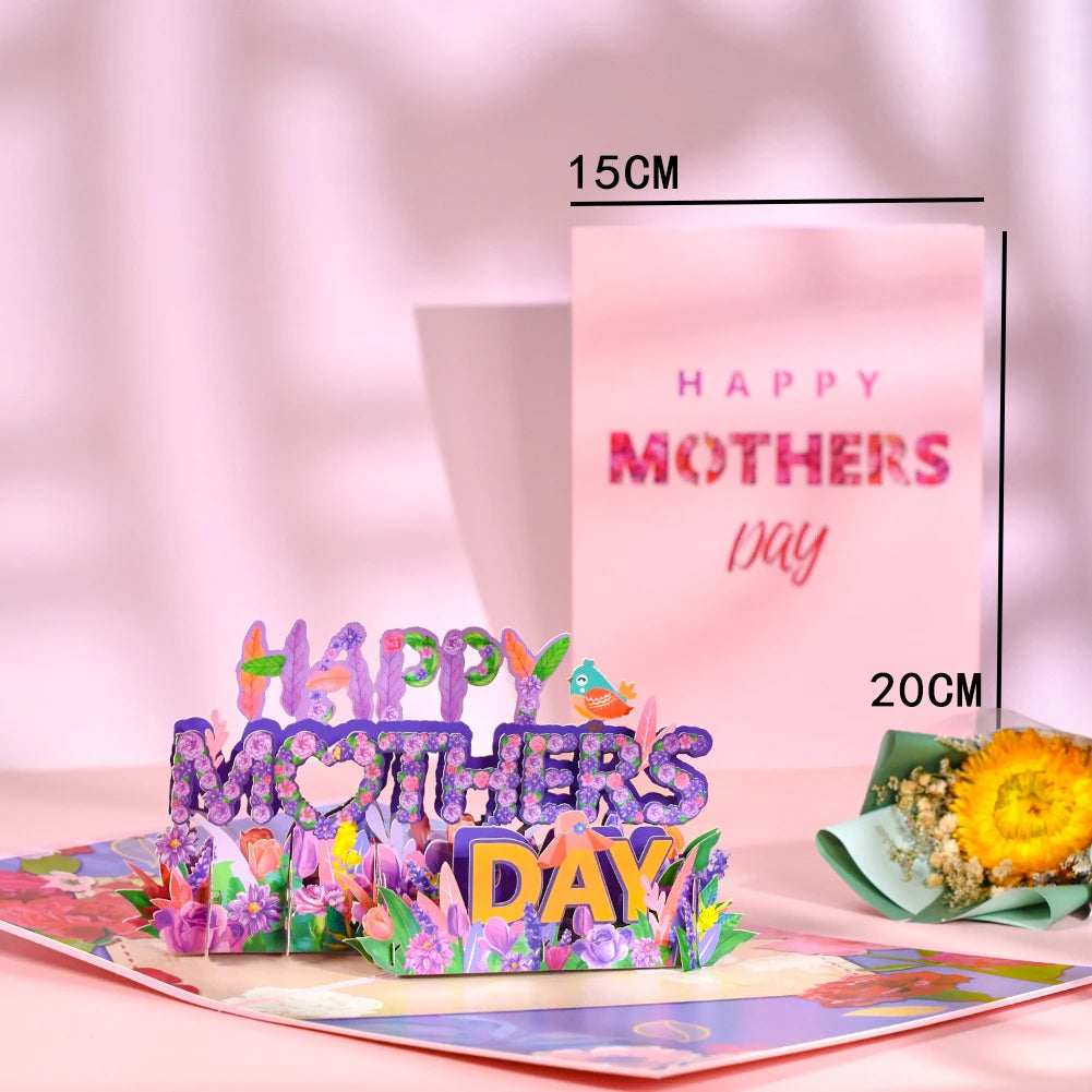 Pop-Up Flower Card Flora 3D Greeting Card for Birthday Mothers Father's Day Graduation Wedding Anniversary Get Well Sympathy