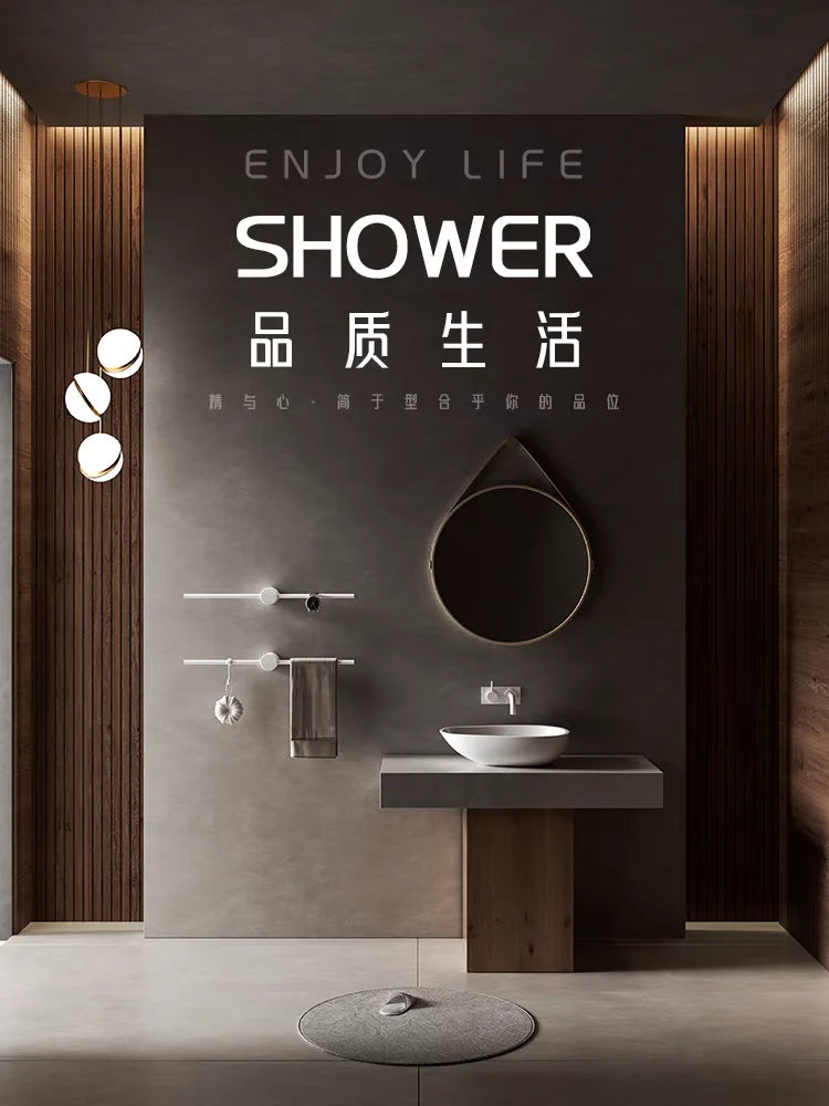 Bathroom Towel Rack Brass Wall-mounted Toilet Space White Bar Storage Rail Shelf Bathroom Hardware Set Accessories Hanger