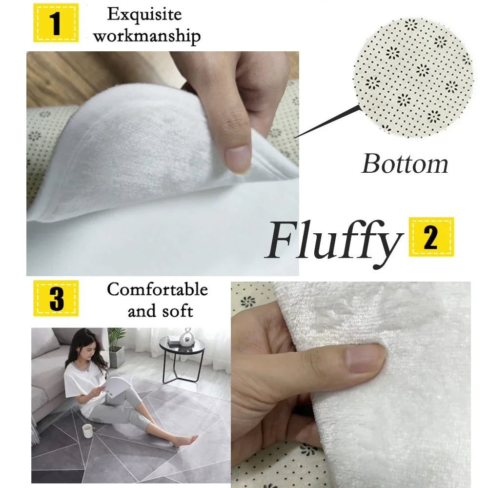Nordic Simple Style Living Room Sofa Carpet Non-slip Machine Washable Decoration Lounge Rug Modern Soft Fluffy Bedroom Floor Mat