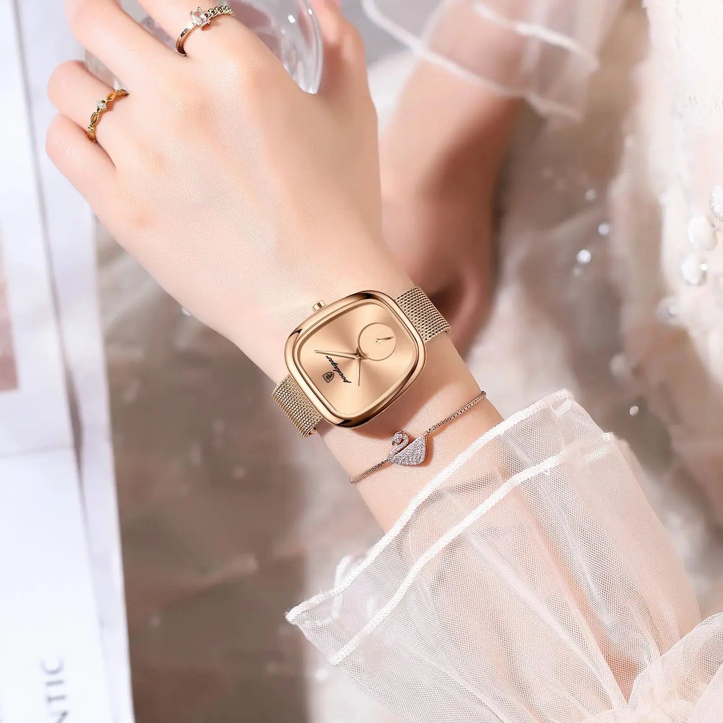 POEDAGAR Top Elegant Fashion Woman Wristwatch Waterproof Stainless Steel Ladies Watch Luxury Women's Quartz Watches Female Reloj