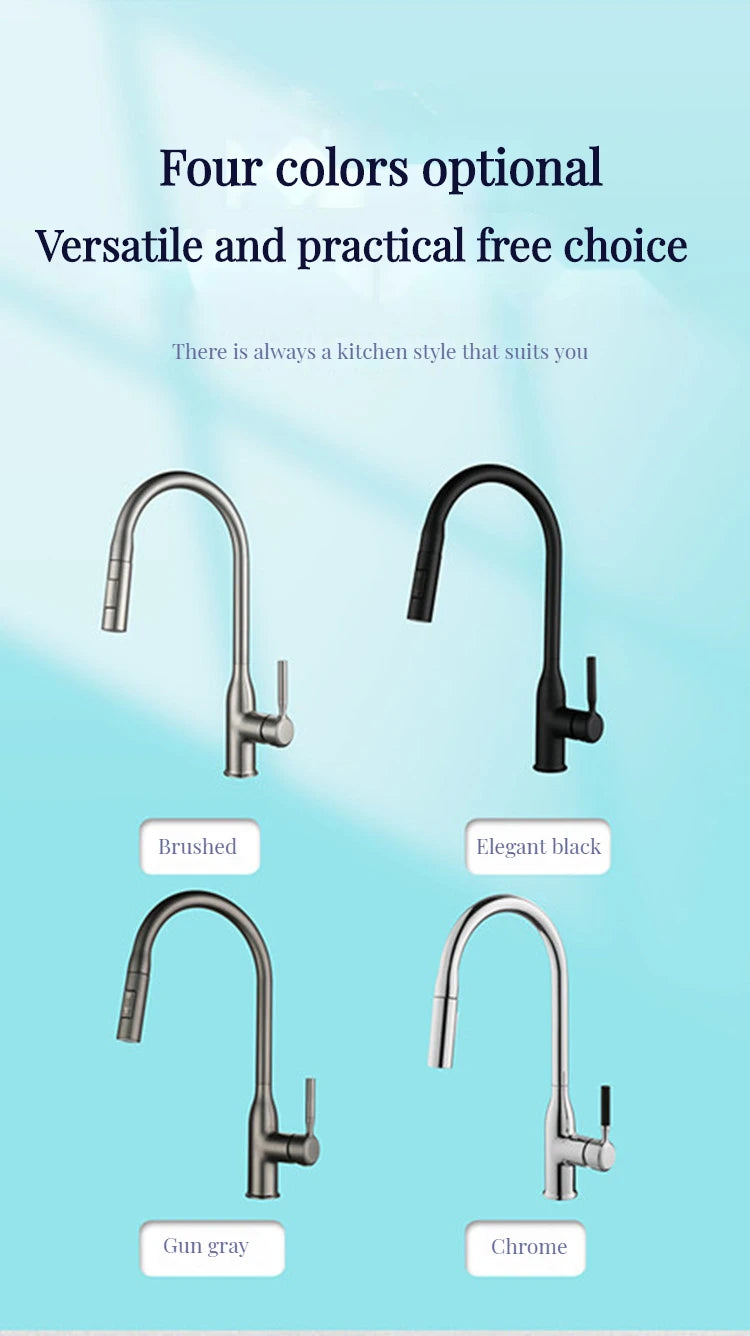 GEGVE Removable Kitchen Sink Faucet Spring Faucets Pull Out Spout Mixer Tap Hot Cold Water with Pull Down Tap Sprayer Cooking