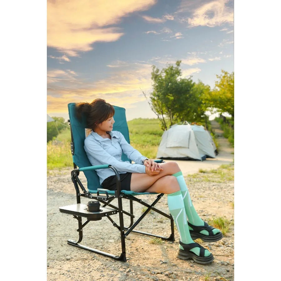 Heavy Duty Camping Portable Folding Chair with Side Table Pocket