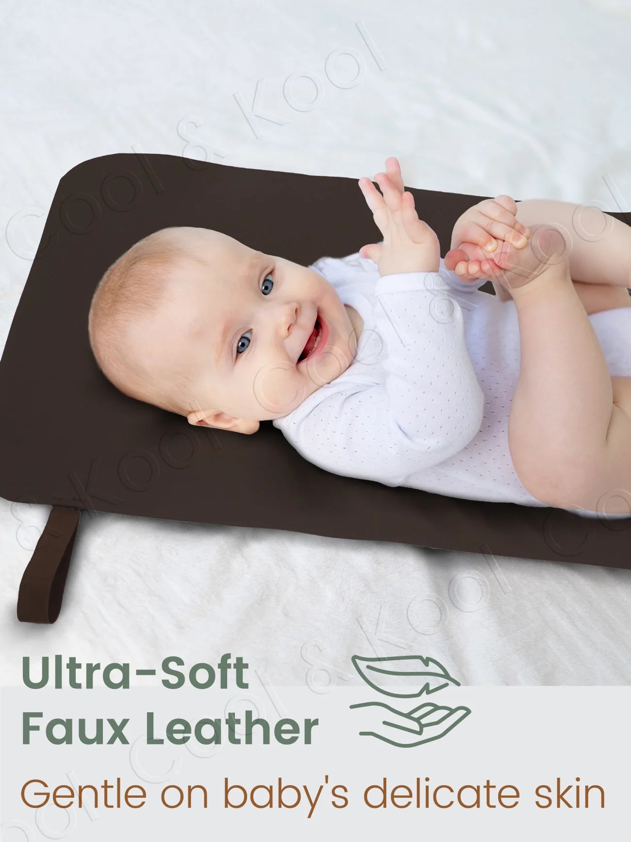 Waterproof Baby Changing Mat, Soft & Durable Faux Leather Surface for Easy Wipe-Clean Care at Home & Away