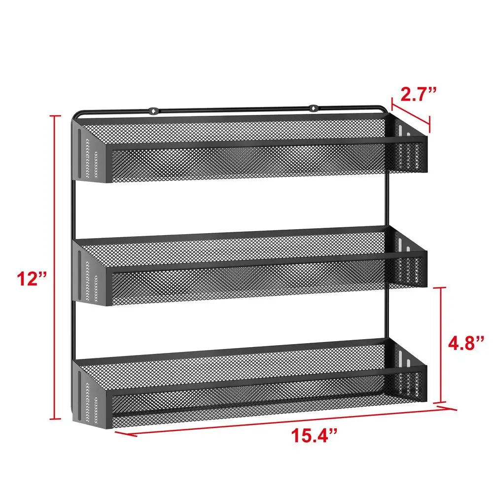 Spice Racks Wall Mounted 2 Set Large, Metal Chrome Narrow Spice Organizer for Jars Storage, Kitchen, Inside Cupboard or Cabinet