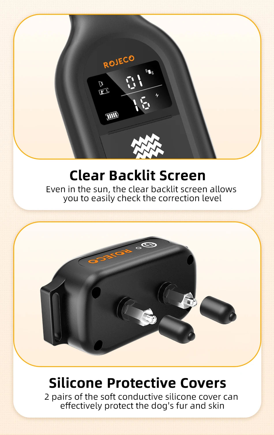 ROJECO Electric Dog Training Collar – Digital Rechargeable Remote with Bark Control, Waterproof, for Dogs