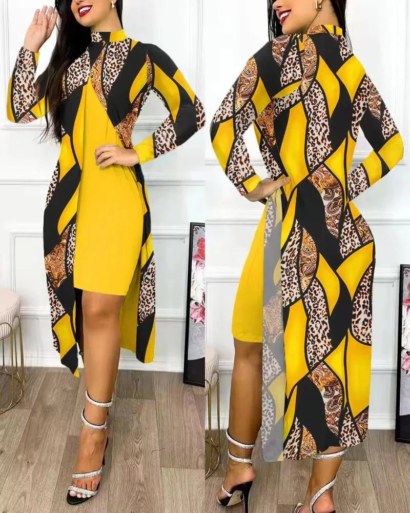 Two Piece Split Cardigan Dress
