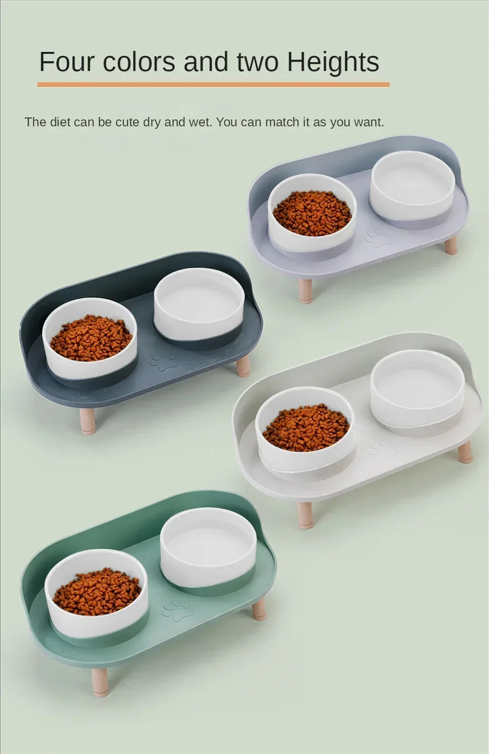 Food Feeders Pet Cat Double Bowls Feeder Adjustable Height Cats Dogs Drinker Water Bowl Dish Elevated Feeding Kitten Supplies