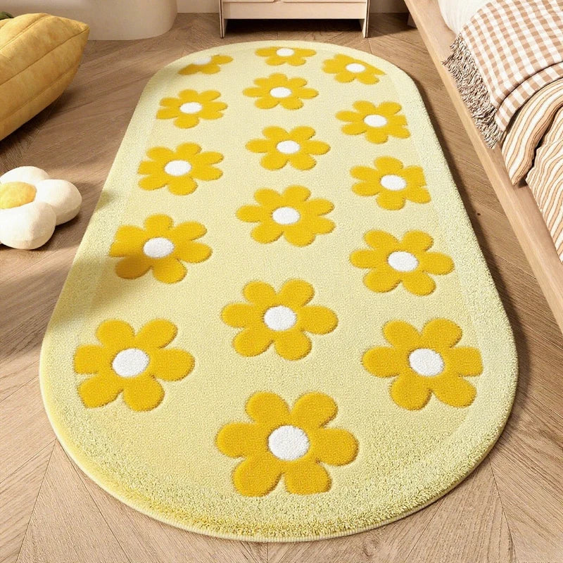 Flower Pattern Carpets for Living Room Thicken Plush Bedroom Decor Pink Carpet Fluffy Soft Bedside Floor Mat Washable Lounge Rug