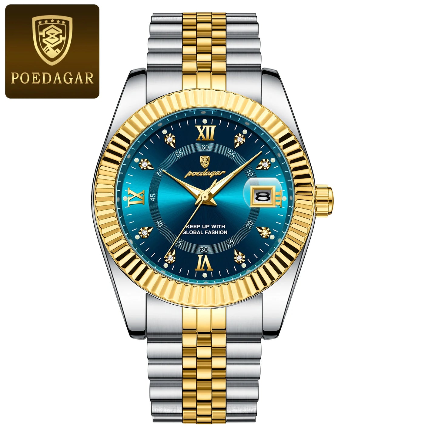 POEDAGAR Luxury Fashion Men Watch Waterproof Stainless Steel Luminous Military Man Wristwatch Date Business Quartz Men's Watches