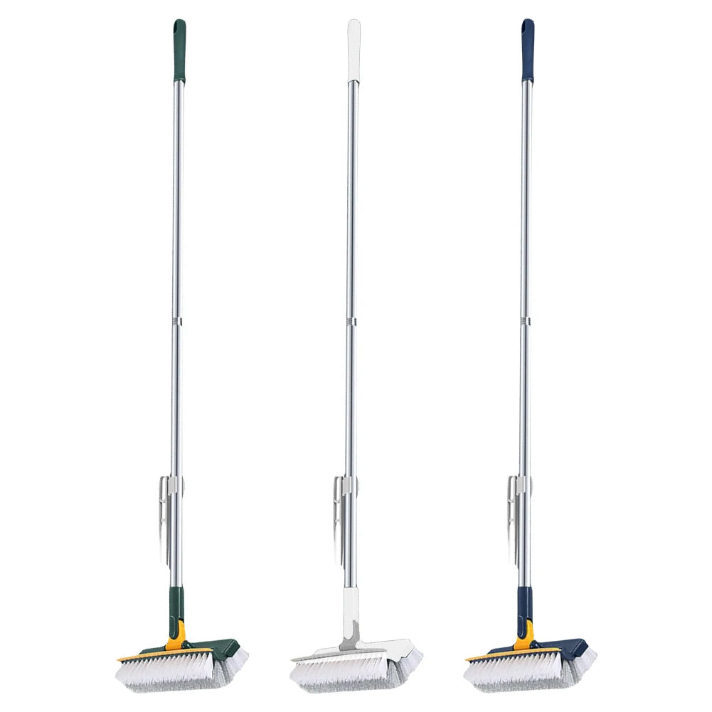 3 in 1 Floor Scrub Brush with Right Angled Bristle & Scraper Long Handle Grout Brush Shower Scrubber for Bathroom Tub Tile Floor