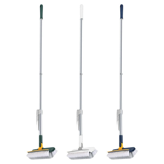 3 in 1 Floor Scrub Brush with Right Angled Bristle & Scraper Long Handle Grout Brush Shower Scrubber for Bathroom Tub Tile Floor