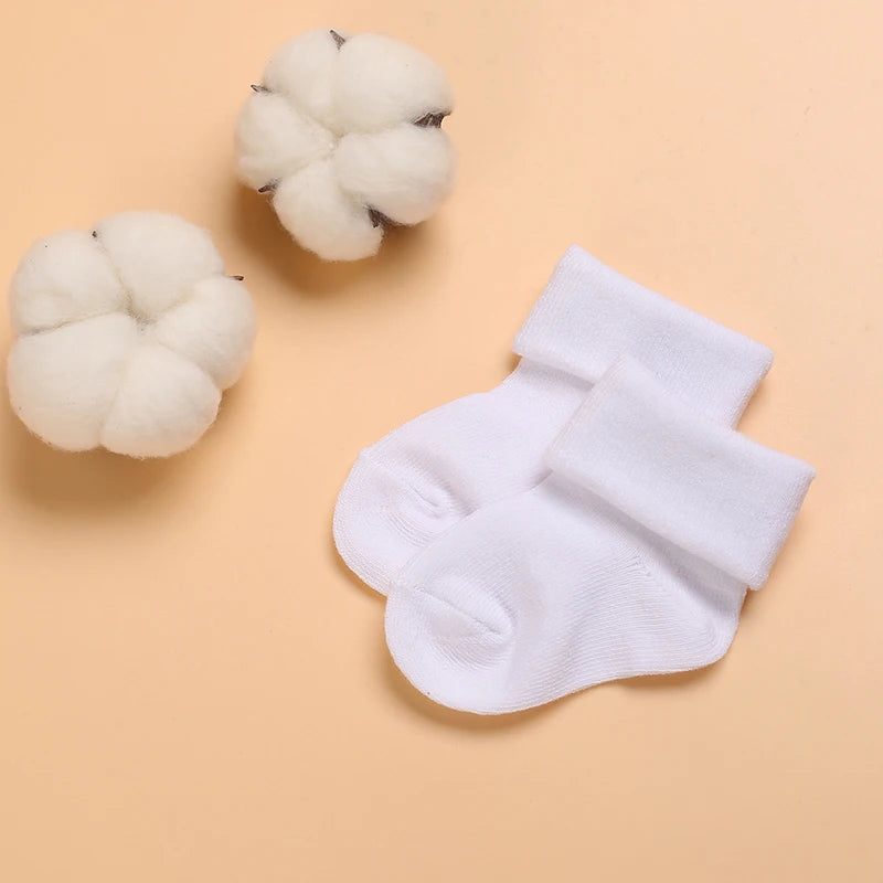 4 Pairs of Cute Lace Cotton Baby Socks 0-1 Years Old Boys and Girls Short Socks Newborn White Baptism